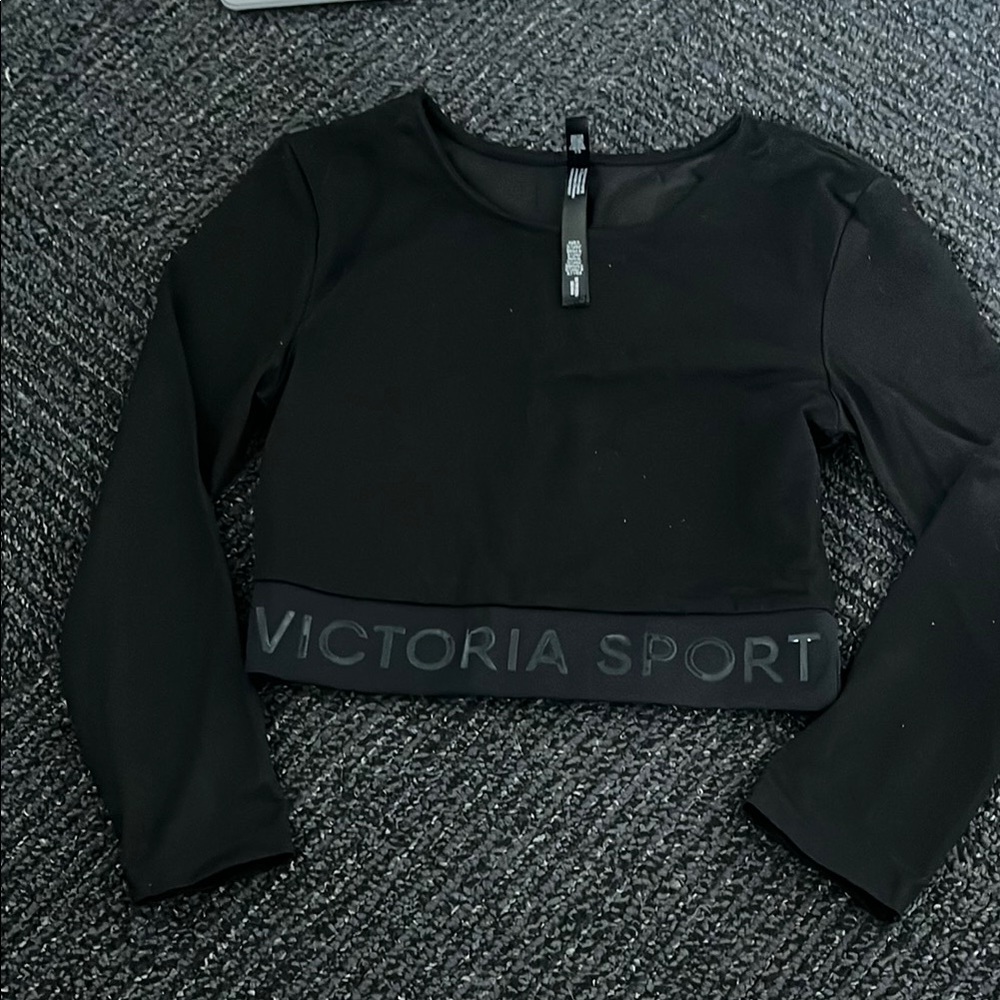 Victorias Secret Sport Black Long Sleeve Crop Top